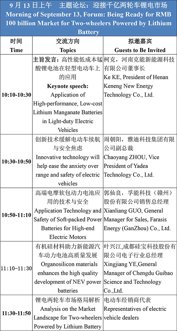 日程安排-2021轻型电动车用技术及应用交流会